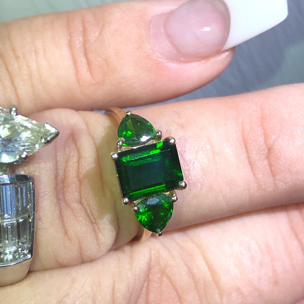 10kt yellow gold Chrome diopside ring